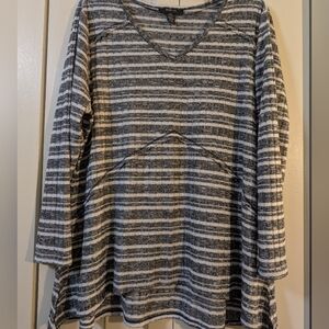 Style & Co. Striped Gray Women's High Low Swing Top Xxl